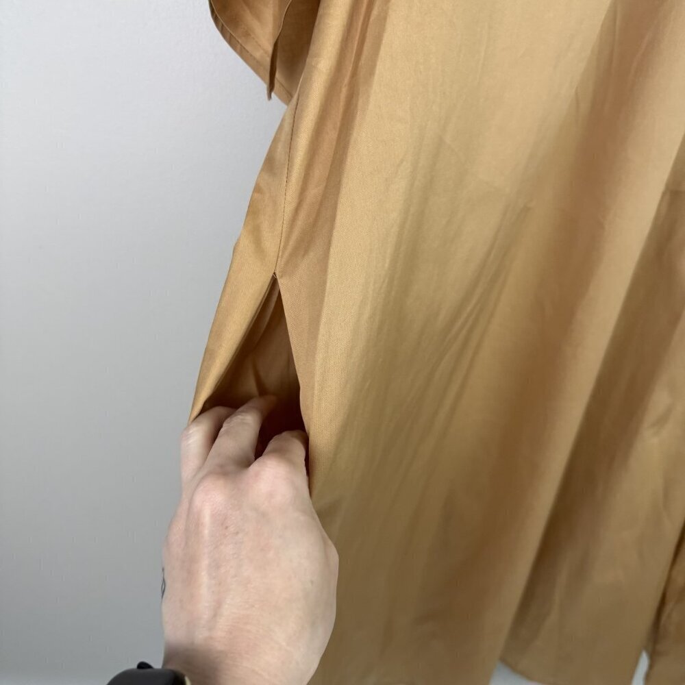 Anthropologie Agata Dress 1X Tan Cotton Clean Minimalist Midi Pockets NWT - Picture 6 of 12